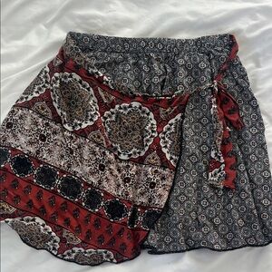 Full Tilt Red and Black Patterned Skirt